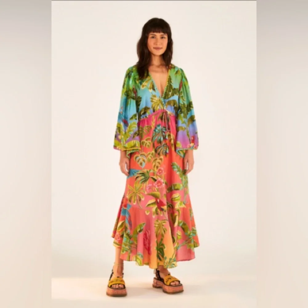 FARM RIO Ombre Forest Ruffle Tunic Dress - Picture 3 of 15